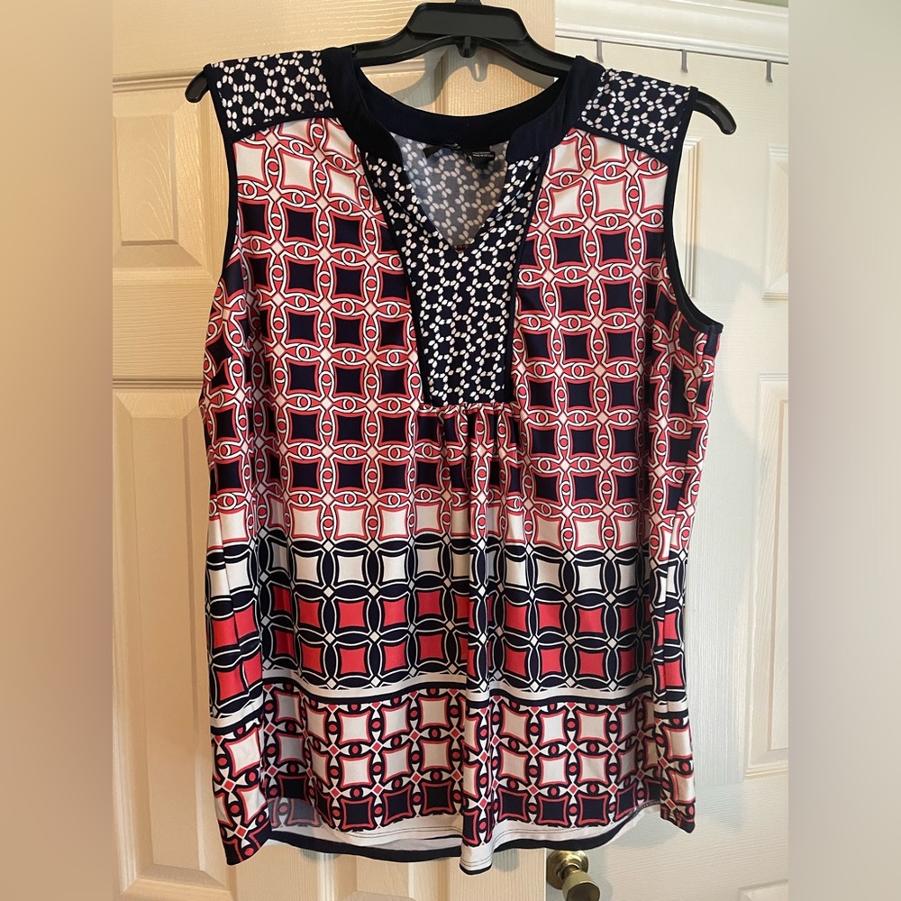 Navy white and orange New Directions sleeveless top
